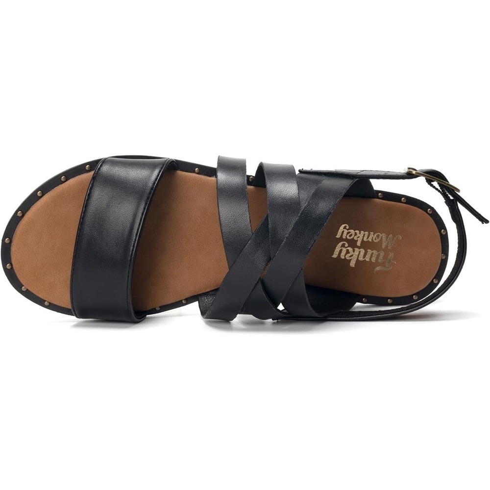 Women's Black Strappy Flat Sandals Size 6 New in Box - Picture 2 of 7
